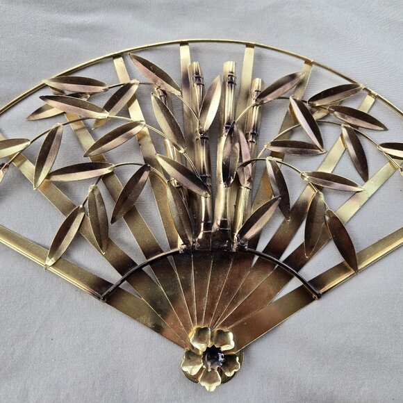 Asian Metal Fan for Wall Decor - Picture 1 of 5